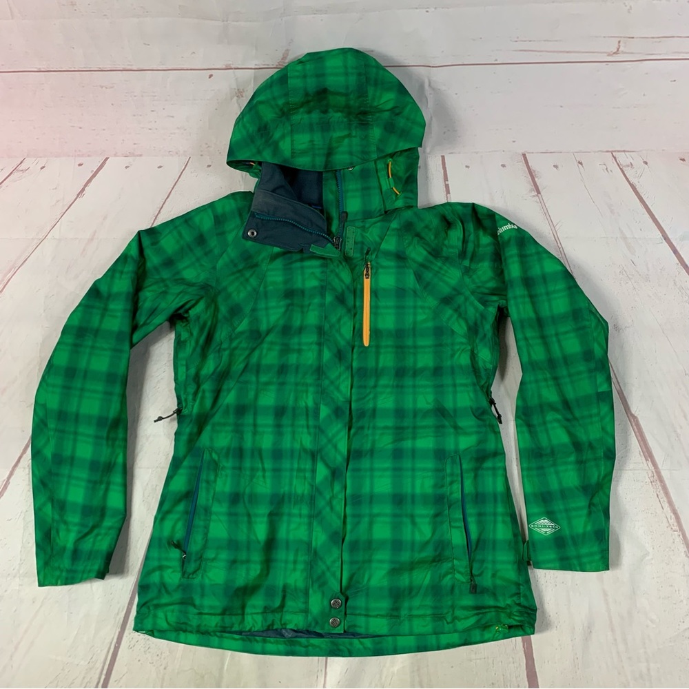 Columbia Whirlibird Interchange 3 In 1 Full Zip Jacket Omni-Tech Green Plaid